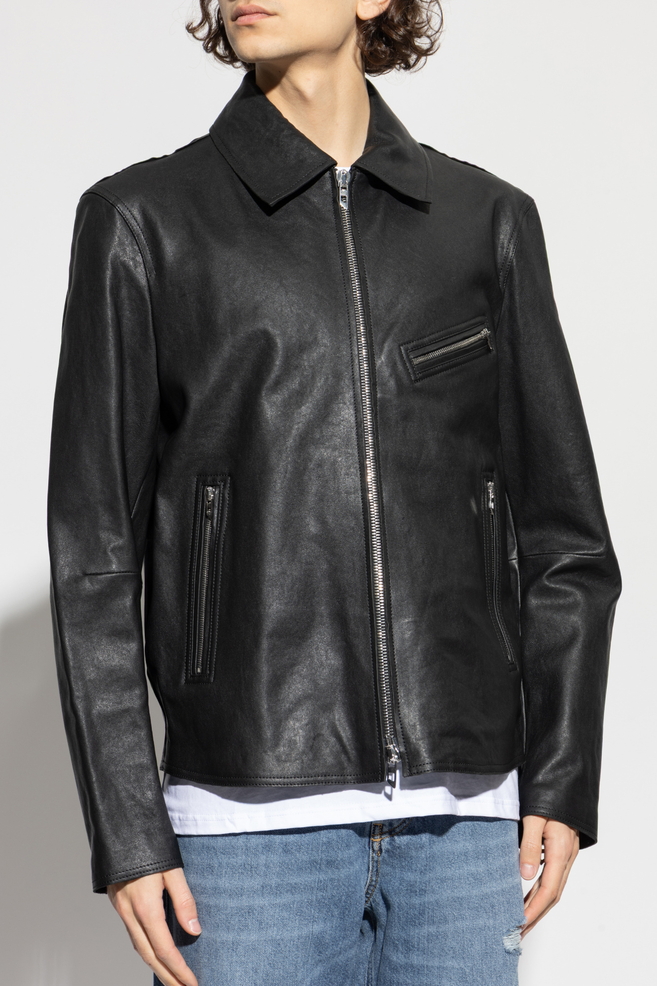 DIESEL L KORN leather jacket レザージャケット Diesel L-Korn Leather Jacket | Black | FARFETCH